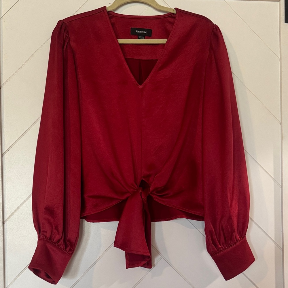 Karen Kane Deep Red Tie-Front Blouse